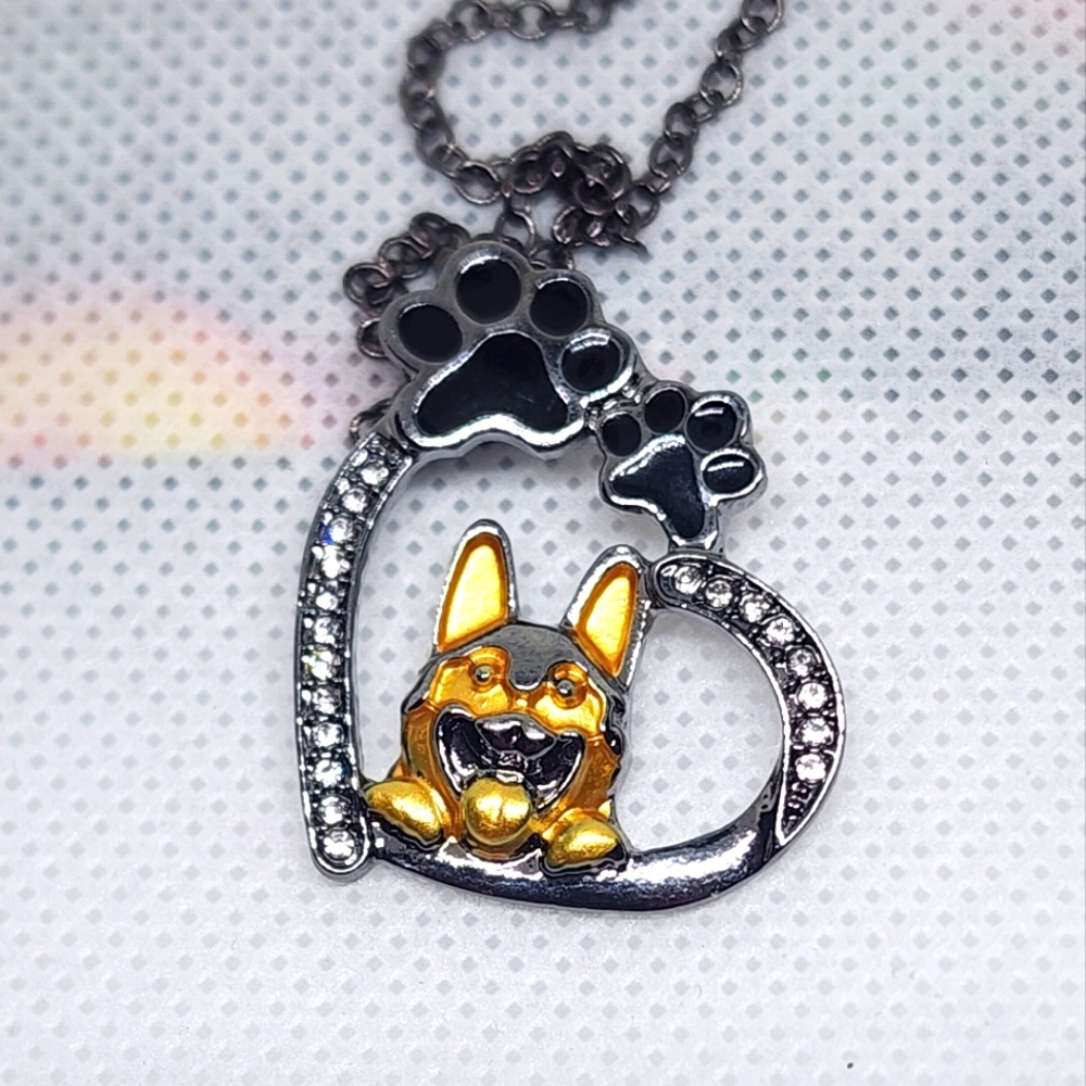 🐾German Shepherd🐾 Paw Black Necklace